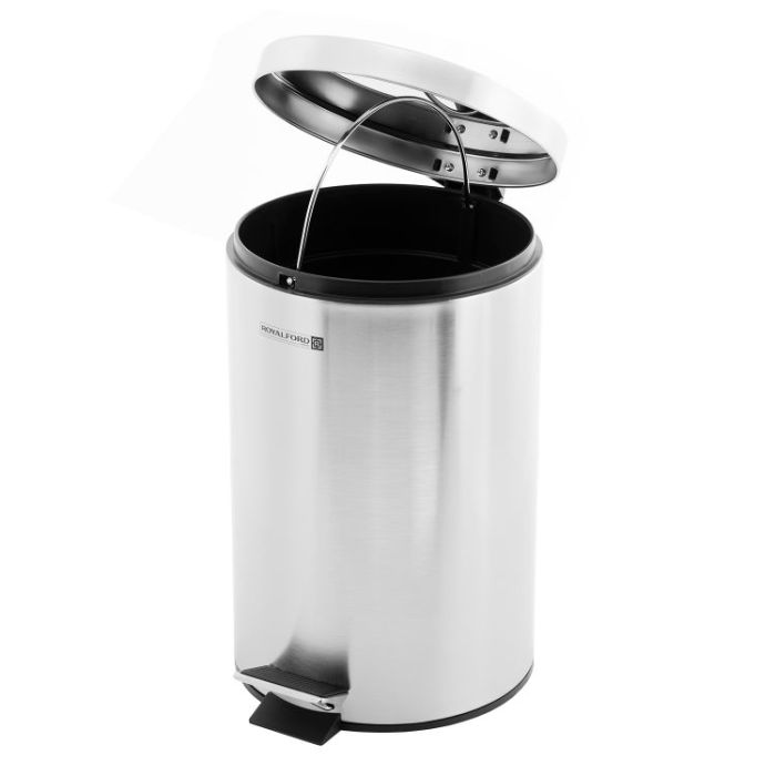 Royalford RF5126 Stainless Steel Pedal Bin, 7L | Kitchen Pedal Trash Bin | Stainless Steel Rubbish Bin With Soft Close Lid, Foot Pedal, Flat Lid & Strong Plastic Inner Bucket | Fingerprint Proof & Rus