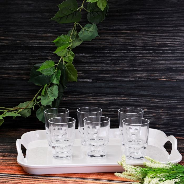 Royalford RF5065 17.5" Melamine Ware Handle Tray - Comfortable Handle, Serving Tea Coffee Tray | Ideal For Serving Appetizers, Snacks, Dips, Tea, Coffee, Water & More