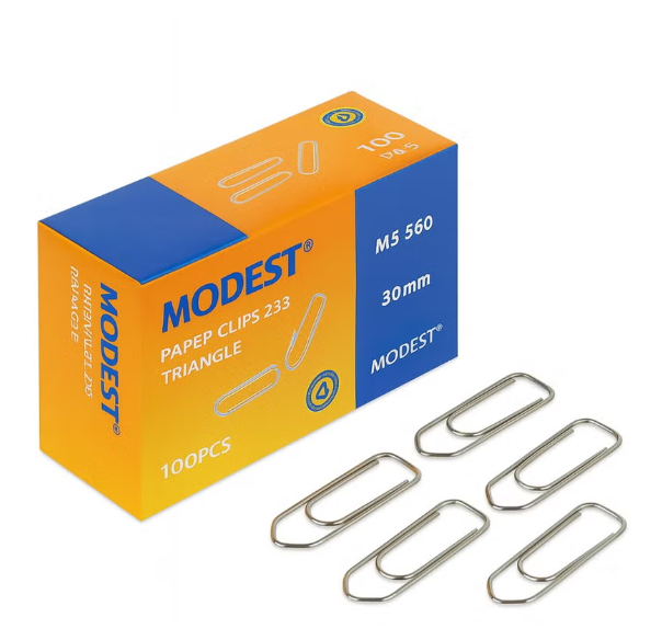 Modest Paper Clips Steel 233-33mm, 100 Pieces