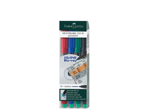 Faber Castell Multimark 1525 M CD Marker (1.0mm) Pkt/4 Assorted