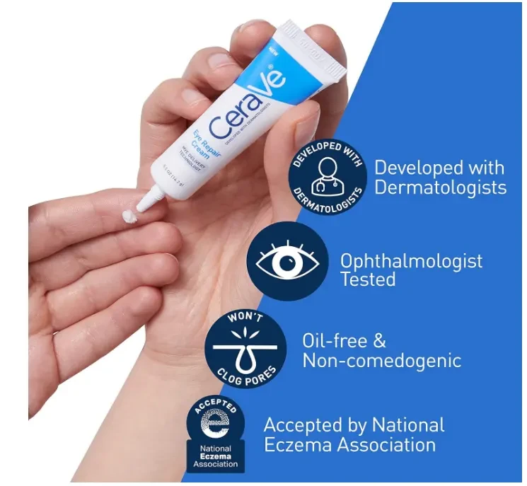 CeraVe Eye Repair Cream Under Eye Cream for Dark Circles and Puffiness Suitable for Delicate Skin Under Eye Area 0.5 Ounce