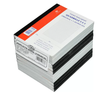 12-Piece FIS French Duplicate Books, NCR Paper (50 Sets) 5mm Square, Original with 1 Duplicate, A6 Size - FSDUA65MMNCR