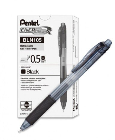 Pentel BLN105 Energel X Retractable Gel Pen, Black (Pack Of 12)