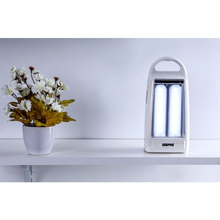 Geepas GE5554 Rechargeable LED Lantern - Portable Handle | 28 Pcs Led High Brightness With 6 Hours Working | Suitable For Power Outages