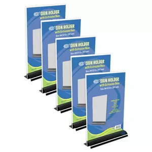 FIS Sign Holder With Extrusion Base, Portrait, A4 Size Pack of 5 Pieces -FSNA1502-5