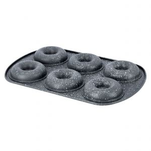 Royalford Doughnut Pans For Baking With 6 Slots - Aluminium - Black - RF9905