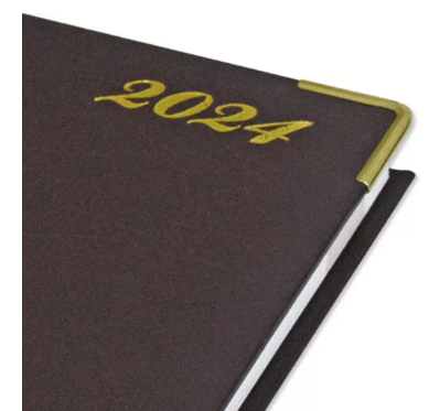 FIS Agenda Diary 2024 (English) 1-Side Padded, Gold Corners, Chocolate - FSDI75EVG24CH