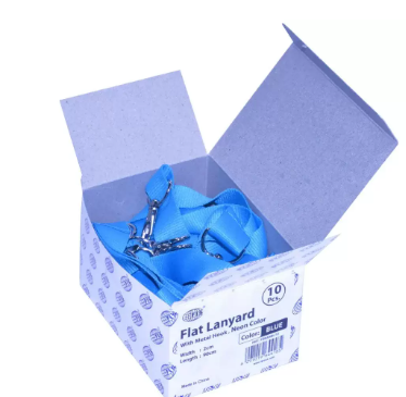 10-Piece FIS Neon Flat Lanyard Blue with Metal Hook 2X90cm - FSNANBL/10