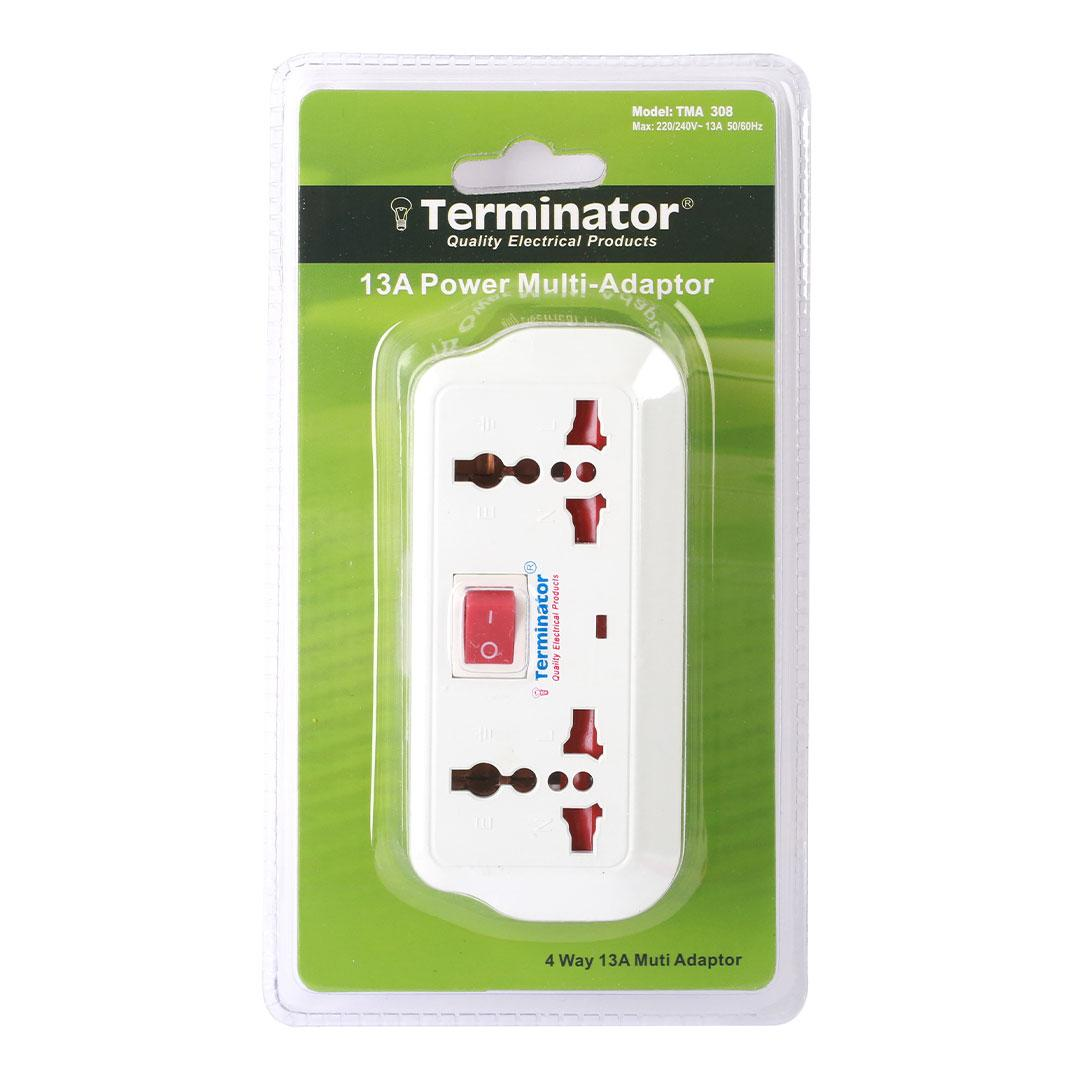 Multi Adaptor Universal 3 Pin Flat With Switch 2 Way 3 Pin Spocket + 2 Way 2 Pin Socket