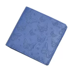 FIS Italian PU Bifold Design Wallets Polyurethane For Men, ID Card Window, 6 Card Slots, 2 Sideways Pockets, Divided Bill Compartments, Blue Colour, Closed Size 100 x 105 mm - FSPQBLD6