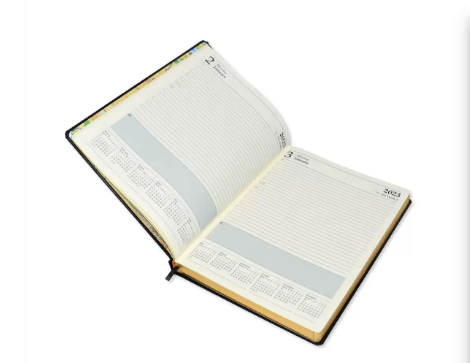 FIS 2023 Golden Diary A4 English Bonded Leather 1-Side Padded Maroon - FSDI45EGB23MR