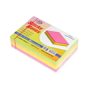 FIS Sticky Note Pad, 4X6 inches, Pack of 4, Ruled, 4 Assorted Neon Color -FSPO4X6RN4C