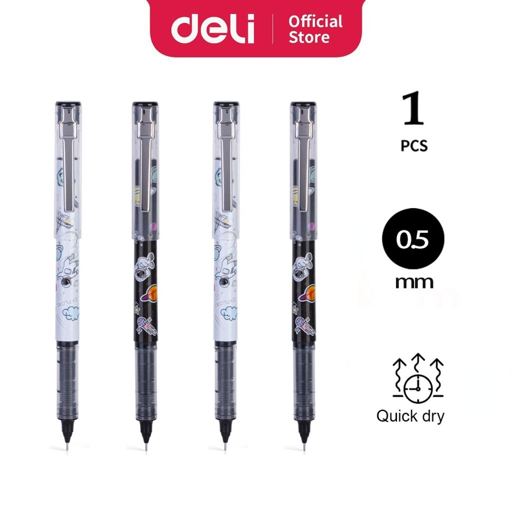 Deli Roller Pen S873 Astronaut Series Black Ink 0.5mm Gel Pen Fast Dry [Per Pen]