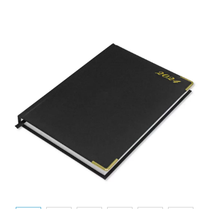 FIS Agenda Diary 2024 (English) 1-Side Padded, Gold Corners, Black - FSDI75EVG24BK