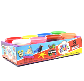 Nova Color Maxi Play Dough , 8 Assorted Colors 130 Grams Each (White,Blue,Green,Yellow,Red,Pink,Brown,Light Brown) -KRMCNC-4150