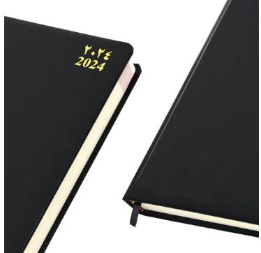 FIS Agenda Diary 2024 (Arabic/English) Bonded Leather, 1-Side Padded, Black - FSDI75AEB24BK