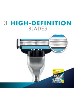 4 Piece Mach3, Razor Blades, Blue/Silver