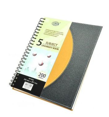 FIS DELUXE SPIRAL HARD COVER UNIVERSITY BOOKS 200 SHEETS 5 SUBJECT A4 SIZE FSUB5A42C7