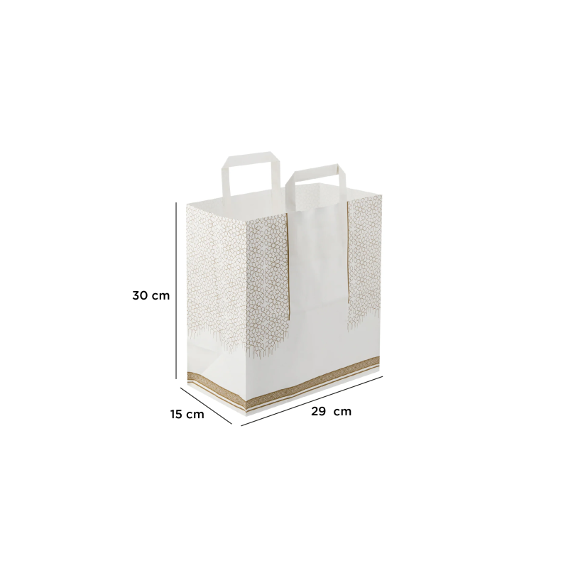 Arabic Design Printed White Paper Bag