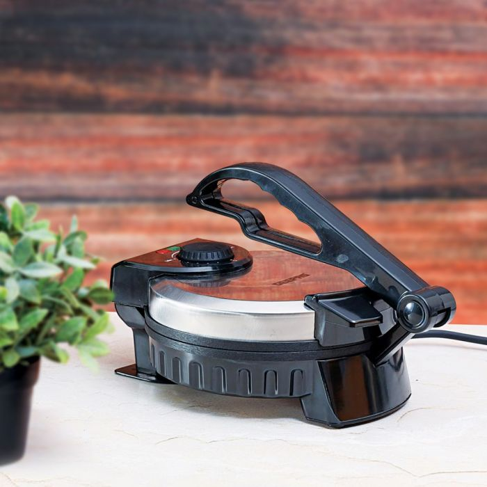900W 8" Chapathi Maker - Non-Stick Coating With Steel Housing & Thermostat Control | Cool Touch Handle With Indicator Lights | Ideal For Making Homemade Breads Chapathi Roti | 2 Years Warranty