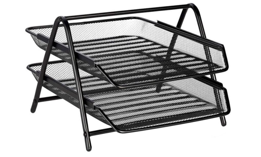 Partner 2-Tier Metal Mesh Document Tray Black