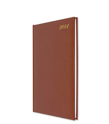 FIS Executive Diary 2024 English/French (1-Week at a glance) Vinyl, 1-Side Padded, Cover, Brown - FSDI34E24BR
