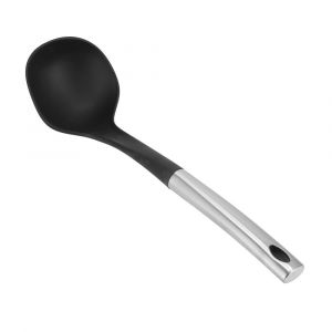 Royalford Soup Ladle With Handle - Stainless Steel - Black - 33 CM