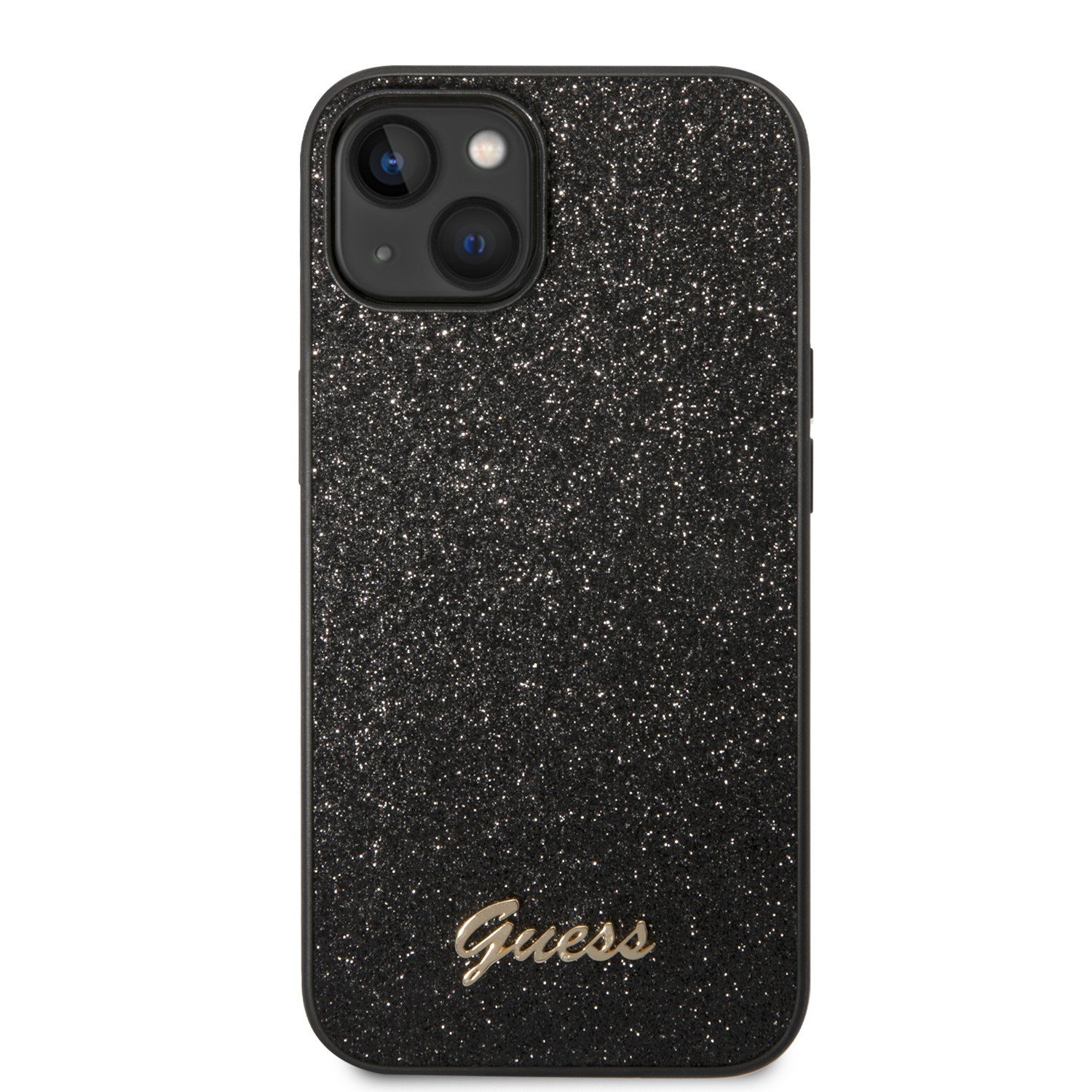 Guess PC/TPU Glitter Script Hard Case for iPhone 14 Plus (6.7") - Black