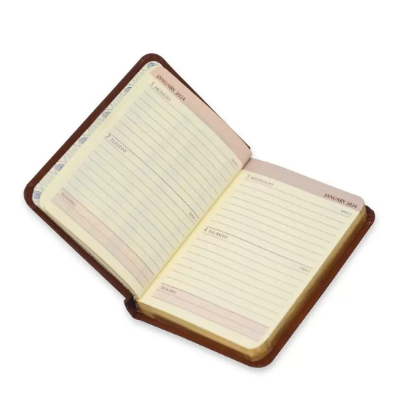 FIS Golden Bonded Leather Pocket Diary 2024 (English) Brown - FSDI10EGB24BR
