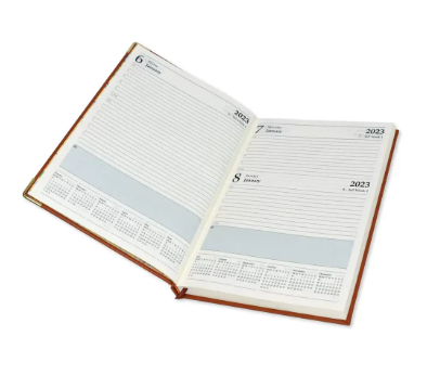 FIS 2023 Diary A4 PU English 1-Side Padded Gold Corner Brown - FSDI48EPG23BR