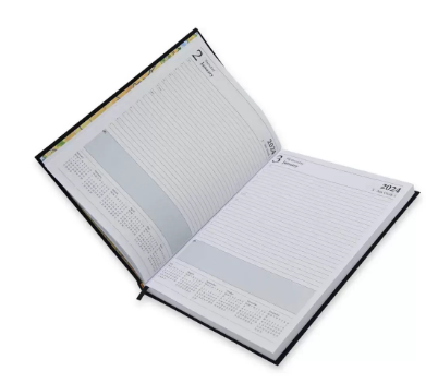 FIS Bonded Leather Diary 2024 (English) Black, A4 - FSDI40EBW24BK