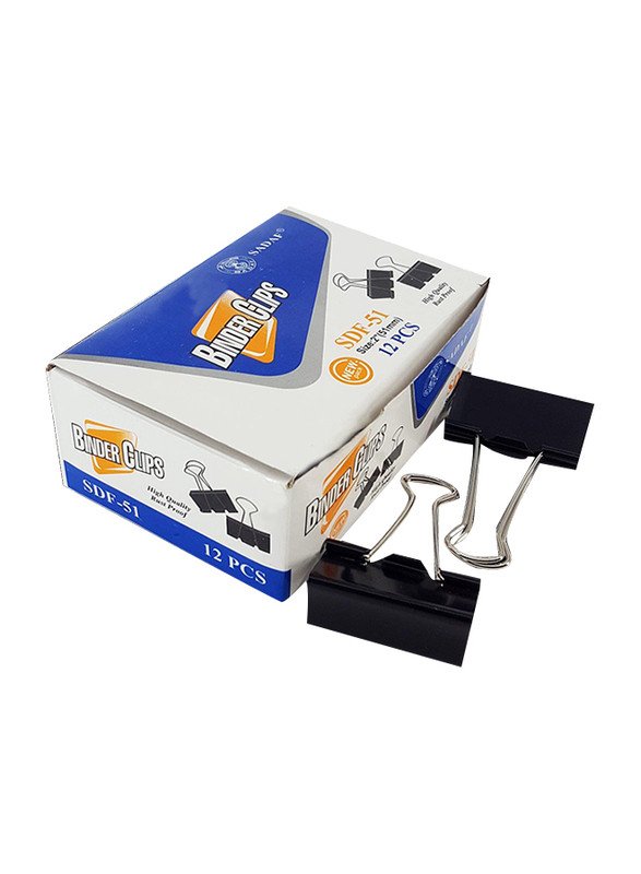 Sadaf Black Binder Clip 32mm 2'' 12pcs/Pack