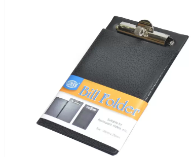 Bill Folders Black Color, PVC Cover with Pen Holder, 145 x 230 mm - FSCL11BK