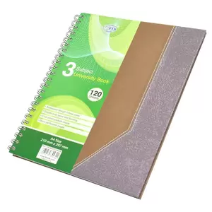 FIS Spiral Hard Cover University Books, 120 Sheets, 3 Subject, A4 Size - FSUBHCS3SA409