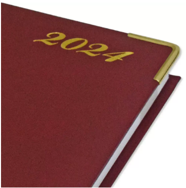 FIS Agenda Diary 2024 (English) 1-Side Padded, Gold Corners, Maroon - FSDI75EVG24M