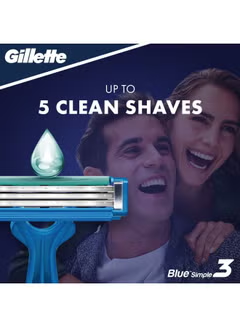 Pack Of 4 Simple3 Disposable Razors Blue