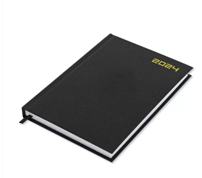 Fis 2024 A5 Diary,Vinyl, English Hard Cover Black -FSDI21E24BK