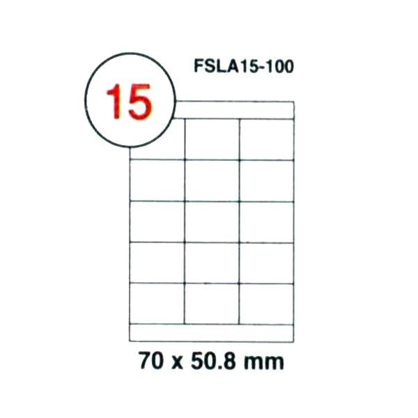 FIS Multipurpose Laser Labels, Colour White, Size 70X50.8MM, (15 Sticker x 100 Sheet) A4 Size, E.U. Origin Material - FSLA15-100