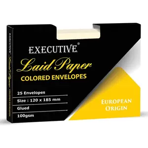 FIS Executive Laid Paper Envelopes Glued, Pack of 25 Pcs. Camelle Off White Color, 120 x 185 mm Size, 100 GSM - FSEE1020GOWB25