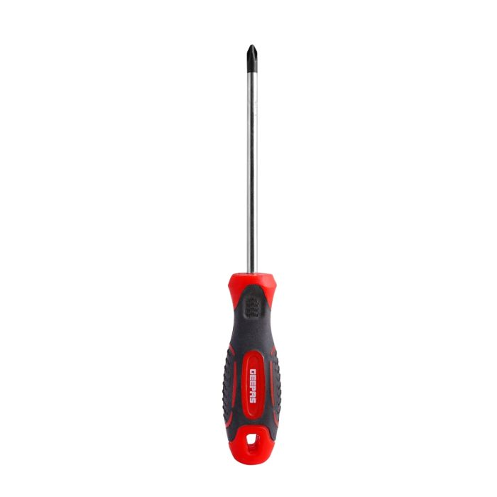 Geepas Precision Screwdriver - Phillips Screwdriver With Soft Grip Rubber Insulated Ergonomic Handle - CR-V Build, Magnetic Tip And Hanging Hole For Easy Carry - Bicolored Red/Black - (PH2x125mm