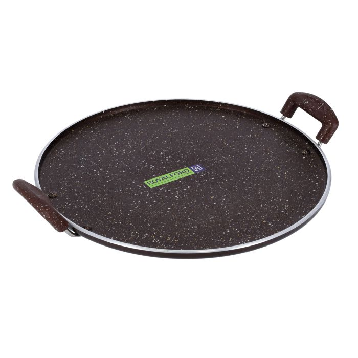 Royalford Multipurpose Round Tawa With Granite Coating - Heat Resistant Handle Non-Stick Surface With 4.5mm Thickness Suitable For Crepe Chapatti Pancakes Roti Dosa Flatbread Or Naan Bread