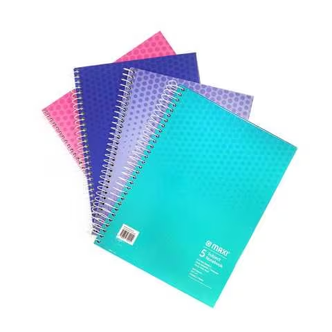 Maxi Spiral 5 Subject Hard Cover Notebook With 200 Sheets Multicolour