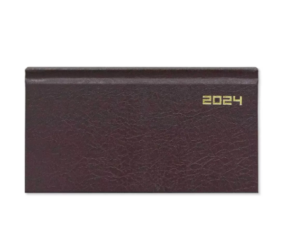 Fis 2024 Slim English Diary Vinyl Hard Cover Chocolate -FSDI51E24CH