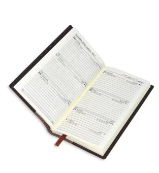 FIS 2023 Slim Arabic English Diary Italian PU Sewn Cover Dark Brown - FSDI59AEPU23DBR