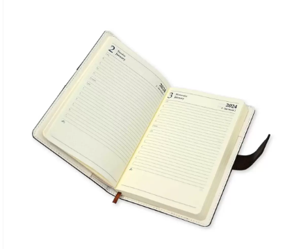 Fis 2024 A5 Diary English Vinyl Hard Sewn Cover Chocolate -FSDI80E24CH