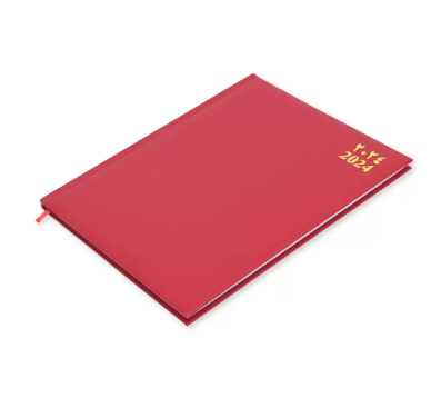 FIS Executive Diary 2024 Arabic/English/French (1-Week at a glance) Vinyl, 1-Side Padded, Cover, Red - FSDI34AE24RE