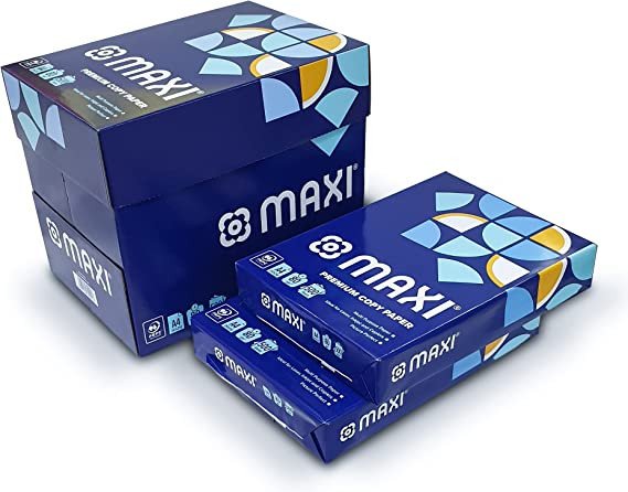 Maxi Premium Copy Paper, Size A4, GSM 80, 500 Pages Ream (Bundle of 5 Reams)