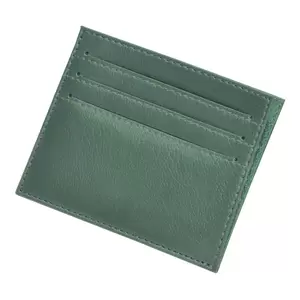 FIS Italian PU Soft Cover Stiched Slim Wallet Polyurethane For Unisex, Two Side open 6 ID Card Pockets, Size 8 x 10.5 cm, Green Colour - FSPQSW14