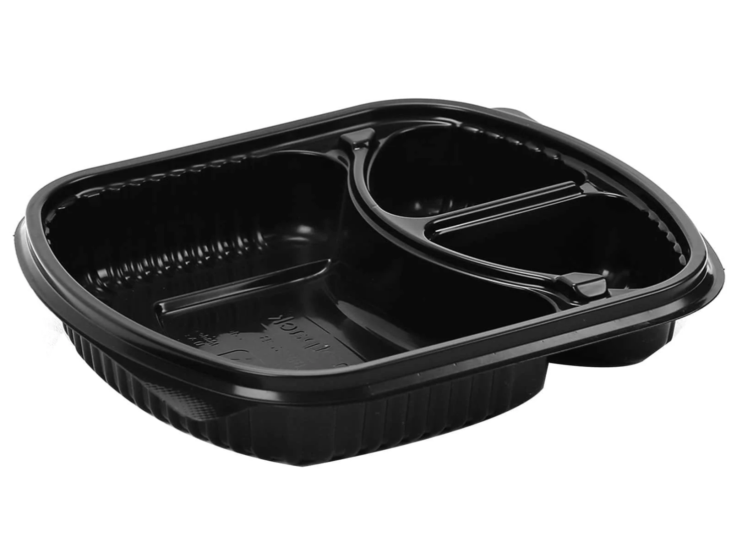 Black Base Rectangular 3-Compartment Container 250 Pieces