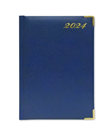Fis 2024 A5 Diary,Gold Corners,English Vinyl 1Side Padded Blue -FSDI22E24BL